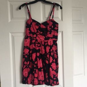 Black and pink floral cocktail dress